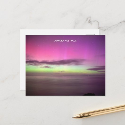 Aurora Australis - Zuidelijke lichten Australië Briefkaart (Voorkant / Achterkant in situ)
