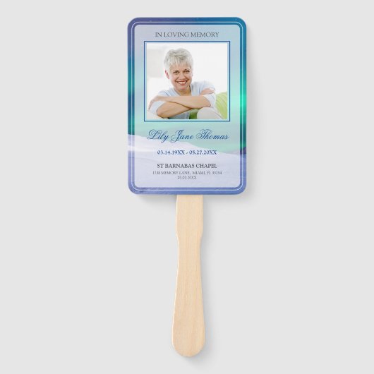 Aurora begrafenisprogramma herdenkingsceremonie handwaaier (Voorkant)