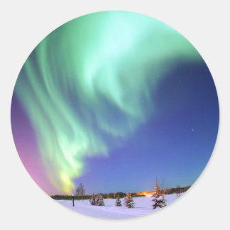 Aurora bij het Beer Lake. Ronde Sticker