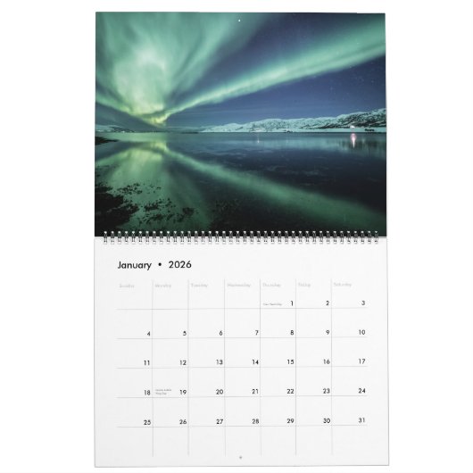 Aurora Borealis 2026 Kalender (Jan 2026)