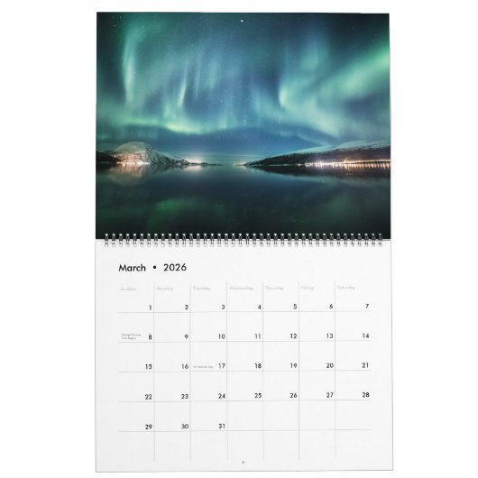 Aurora Borealis 2026 Kalender (Mar 2026)