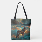 Aurora Borealis 2 Wolf Design Tote Bag (Achterkant)