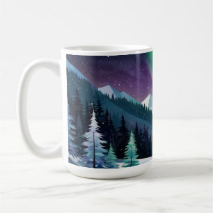 Aurora Borealis 2D Mok   Snowy Forest & Mountains