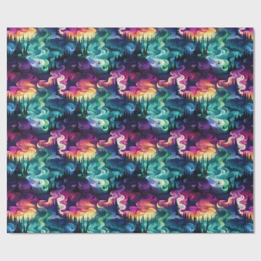 Aurora Borealis 3D Dreamscape: Etherisch ontwerp Cadeaupapier (Vlak)