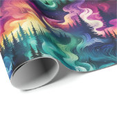 Aurora Borealis 3D Dreamscape: Etherisch ontwerp Cadeaupapier (Rol Hoek)