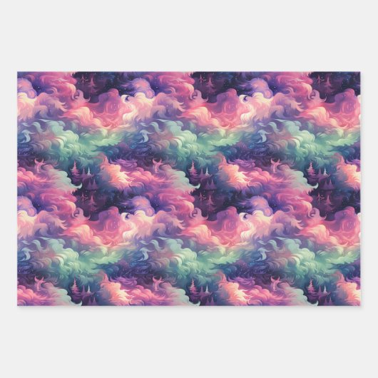 Aurora Borealis 3D Dreamscape: Etherisch ontwerp Inpakpapier Vel (Voorkant 3)