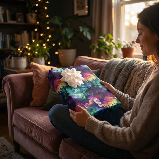 Aurora Borealis 3D Droomlandschap: Ethisch ontwerp Inpakpapier Vel