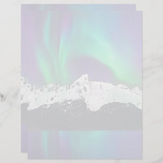 Aurora Borealis - 8,5 "x 11" briefpapier blad (Voorkant / Achterkant)