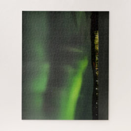Aurora borealis aan de hemel in Lapland Legpuzzel