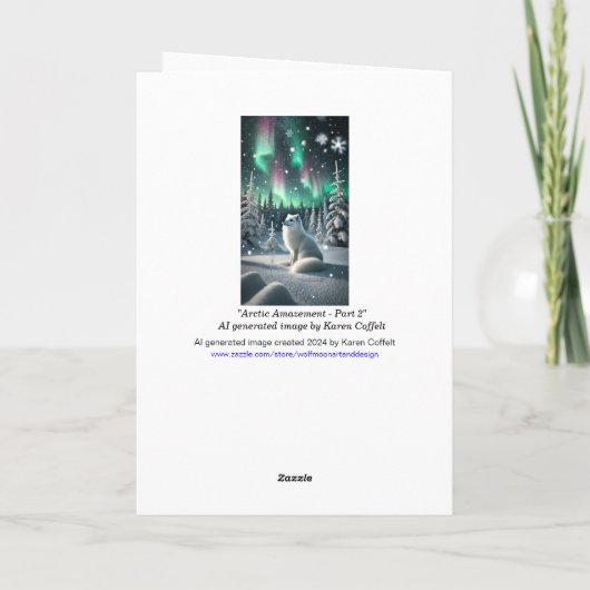 Aurora Borealis Arctic Fox Aurora Wintery Woodland Feestdagen Kaart (Achterkant)