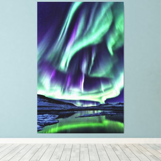 Aurora Borealis Art Canvas Print (Insitu (Houten vloer))