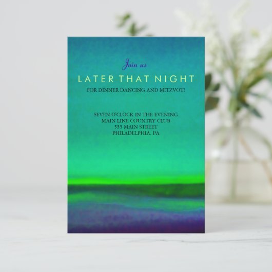 AURORA BOREALIS Bar Bat Mitzvah Party Kaart (Staand voorkant)