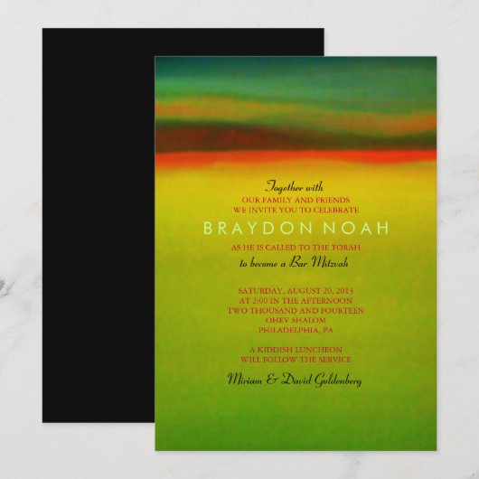 AURORA BOREALIS Bar Bat Mitzvah Uitnodiging (Voorkant / Achterkant)