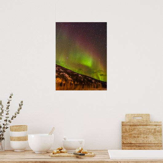 Aurora Borealis | Bergen Fairbanks Alaska Poster (Keuken)