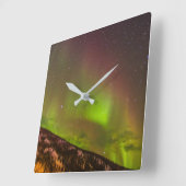 Aurora Borealis | Bergen Fairbanks Alaska Vierkante Klok (Hoek)