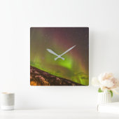 Aurora Borealis | Bergen Fairbanks Alaska Vierkante Klok (Huis)