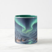 Aurora Borealis Besneeuwd Dorps Combo Mok (Midden)