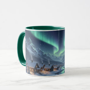 Aurora Borealis Besneeuwd Dorps Combo Mok