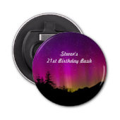 Aurora Borealis Birthday Keepslag Button Flesopener (Voorkant)