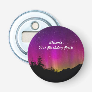 Aurora Borealis Birthday Keepslag Button Flesopener