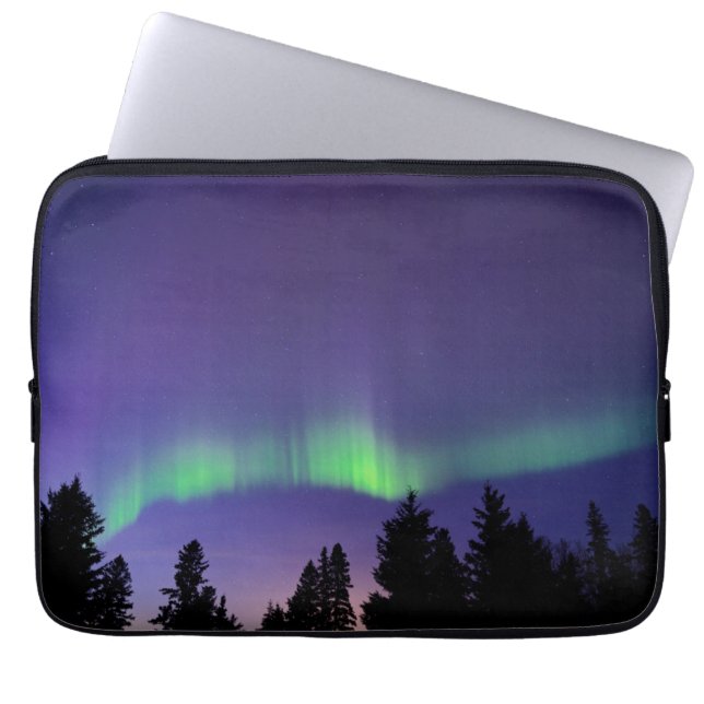 Aurora Borealis & Bomen | Manitoba, Canada Laptop Sleeve (Voorkant)
