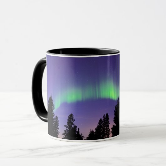 Aurora Borealis & Bomen | Manitoba, Canada Mok (Voorkant links)