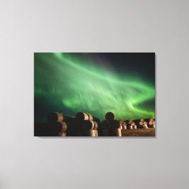 Aurora Borealis boven Alberta Boerderij Canvas Afdruk