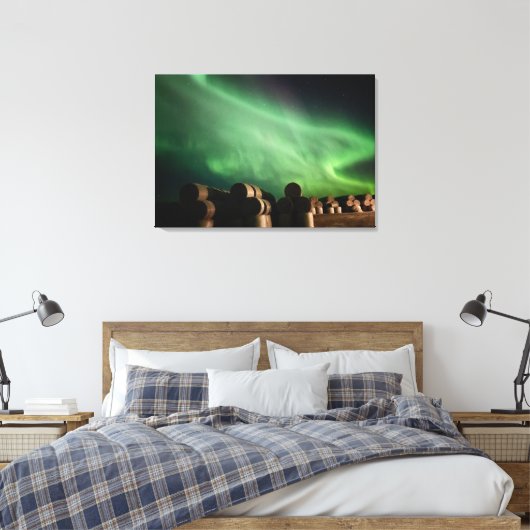 Aurora Borealis boven Alberta Boerderij Canvas Afdruk (Insitu (Slaapkamer))