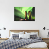 Aurora Borealis boven Alberta Boerderij Silos Canvas Afdruk (Insitu (Slaapkamer))