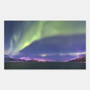 Aurora Borealis boven Lyngenfjorden Noorwegen Rechthoekige Sticker