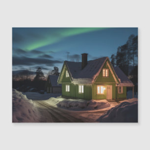 Aurora borealis boven winterhut
