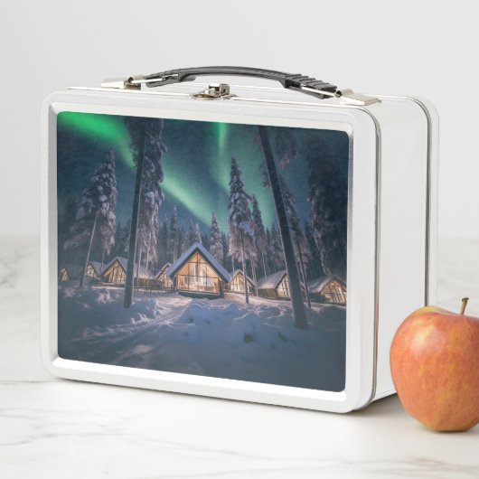 Aurora borealis boven winterhut (In situ)