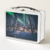 Aurora borealis boven winterhut (Voorkant)