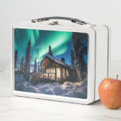 Aurora borealis boven winterhut (In situ)