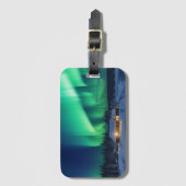 Aurora borealis boven winterhut bagagelabel (Voorkant (verticaal))