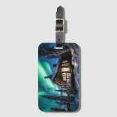 Aurora borealis boven winterhut bagagelabel (Voorkant (verticaal))