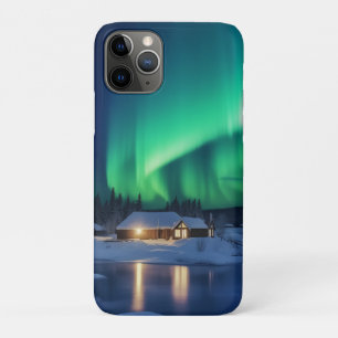 Aurora borealis boven winterhut Case-Mate iPhone case
