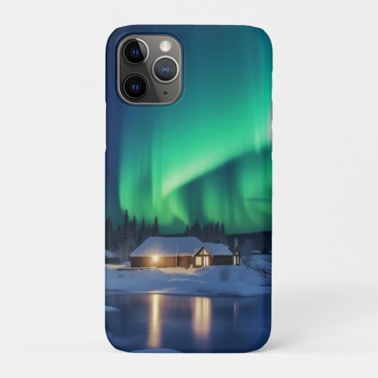 Aurora borealis boven winterhut Case-Mate iPhone case (Achterkant)