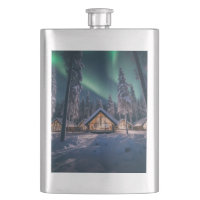 Aurora borealis boven winterhut