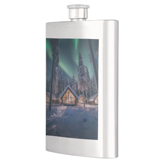 Aurora borealis boven winterhut flacon (Links)