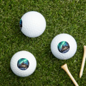 Aurora borealis boven winterhut golfballen (Insitu Gras)