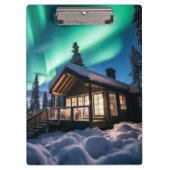 Aurora borealis boven winterhut klembord (Voorkant)