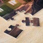 Aurora borealis boven winterhut legpuzzel (Zijkant)