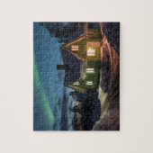 Aurora borealis boven winterhut legpuzzel (Verticaal)