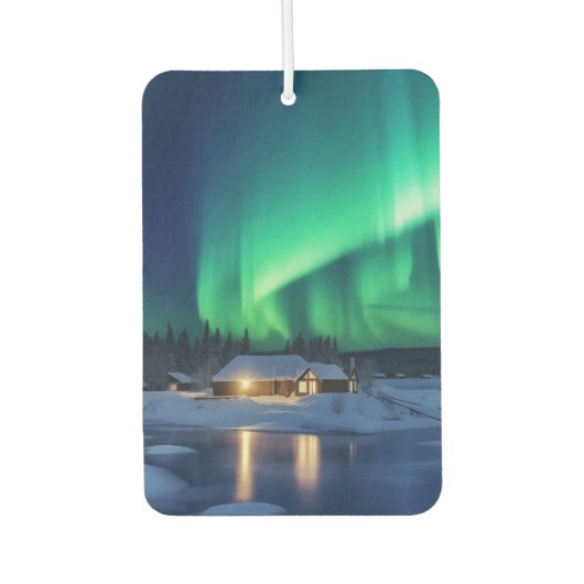 Aurora borealis boven winterhut luchtverfrisser (Voorkant)