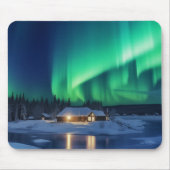 Aurora borealis boven winterhut muismat (Voorkant)