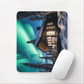 Aurora borealis boven winterhut muismat (Met muis)
