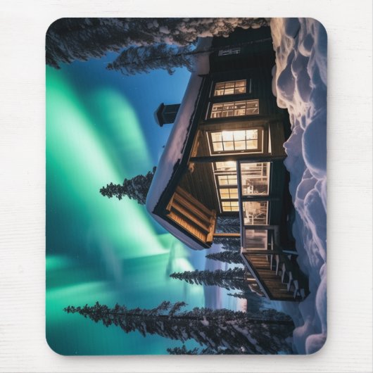 Aurora borealis boven winterhut muismat (Voorkant)