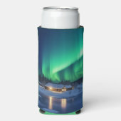 Aurora borealis boven winterhut seltzer blikjeskoeler (Seltzer Voorkant)