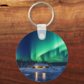 Aurora borealis boven winterhut sleutelhanger (Achterkant)